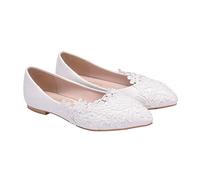 GLSTOY Womens Flat Shoes White Heels Pointed Toe Design Hide Flesh and Decorate Figure for Wedding Casual Wear
