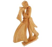 GLSTOY Wooden Couple Kissing Statue Romantic Wood Carving Craft with Realistic Details and Excellent Workmanship for Anniversary Decoration