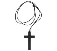 GLSTOY Wooden Cross Car Rearview Mirror Pendant Hanging Charm Black Vintage Handmade Car Ornament Religious Interior Decoration