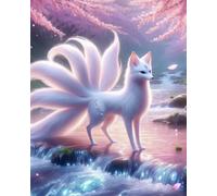 GLTEYACO 5D Diamond Painting Diamond Art Kits Dream Nine-Tailed Fox DIY Adult Kids Beginner Diamond Crafts Home Wall Decoration 40x50 cm