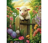 GLTEYACO Diamond Painting Art Kit for Adult Flower Animal Sheep DIY Round Full Drill Crystal Art Rhinestone Embroidery Paintings, Canvas Wall Decor 40x50 cm