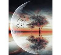 GLTEYACO Diamond Painting Art Kit for Adult Landscape with Tree DIY Round Full Drill Crystal Art Rhinestone Embroidery Paintings, Canvas Wall Decor 40x50 cm