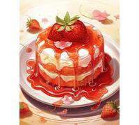 GLTEYACO Diamond Painting Art Kit for Adult Strawberry Cake DIY Round Full Drill Crystal Art Rhinestone Embroidery Paintings, Canvas Wall Decor 40x50 cm