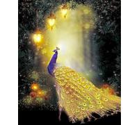 GLTEYACO Embroidery Cross Stitch Kit Animal Peacock 11CT Stamped Cross Stitch Kits DIY Adult Beginners for Pre-Printed Needlepoint Crafts 40x50 cm