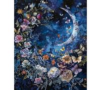 GLTEYACO Embroidery Cross Stitch Kit Moon Flower 11CT Stamped Cross Stitch Kits DIY Adult Beginners for Pre-Printed Needlepoint Crafts 40x50 cm