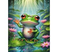 GLTEYACO Pre-Printed Cross Stitch Kits Animal Frog 11CT Stamped Embroidery Kit for Adults Beginners DIY Embroidery Pattern Art Craft Decor 40x50 cm