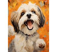 GLTEYACO Pre-Printed Cross Stitch Kits Animal Shih Tzu 11CT Stamped Embroidery Kit for Adults Beginners DIY Embroidery Pattern Art Craft Decor 40x50 cm