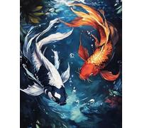GLTEYACO Pre-Printed Cross Stitch Kits Koi Fish 11CT Stamped Embroidery Kit for Adults Beginners DIY Embroidery Pattern Art Craft Decor 40x50 cm