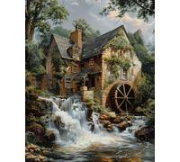 GLTEYACO Pre-Printed Cross Stitch Kits River hut 11CT Stamped Embroidery Kit for Adults Beginners DIY Embroidery Pattern Art Craft Decor 40x50 cm