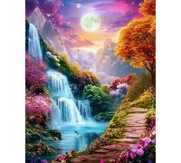 GLTEYACO Pre-Printed Cross Stitch Kits Waterfall Landscape 11CT Stamped Embroidery Kit for Adults Beginners DIY Embroidery Pattern Art Craft Decor 40x50 cm