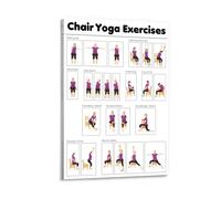 GLTLGBPR Chair Yoga Exercise Instruction Poster, Yoga Pose Chart for Seniors Wall Art Canvas Printing Office Bedroom Aesthetic 12x18inch(30x45cm) Frame-style
