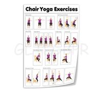 GLTLGBPR Chair Yoga Exercise Instruction Poster, Yoga Pose Chart, Unframed Canvas Art, 16x24inch (40x60cm), Office, Bedroom, Multiple Rooms
