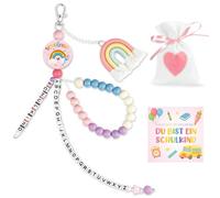 GluckGeschenk Filling for the School Cone, Calculator Chain School Child 2025 Girls, Contents School Cone Girls First Day of School Gift, Lucky Charm First Day of School Gifts with Greeting Card Gift