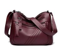 Gluckstar Shoulder Bag Women's Medium PU Leather Crossbody Bag Shoulder Bag with Zip Bag for Everyday Work Travel Campus Leisure City Travel, red