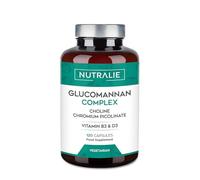 Glucomannan Konjac 3000mg - Choline Bitartrate Chromium Picolinate and VIT B3 + D3-120 Vegetable Capsules Glucomannan Complex Nutralie