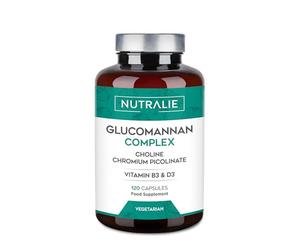Glucomannan Konjac 3000mg - Choline Bitartrate Chromium Picolinate and VIT B3 + D3-120 Vegetable Capsules Glucomannan Complex Nutralie
