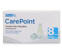 GlucoRx CarePoint Insulin Pen Needles 8mm 31G 100 Pack