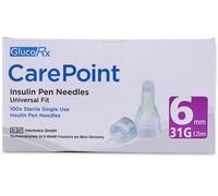 GlucoRx Insulin Pen Needles 31G 6mm 100 Pack
