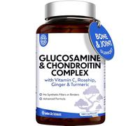 Glucosamine and Chondroitin Complex 1500mg, 180 Capsules, Up to 6 Months Supply - High Strength Joint Support with MSM, Vitamin C, Turmeric, Ginger & Rosehip | London Life Sciences