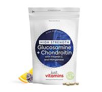 Glucosamine and Chondroitin High Strength 500mg/400mg | Joint Health & Collagen Formation Support | with Vitamin C + Manganese | 90 Tablets | UK Made - Just Vitamins