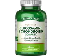 Glucosamine and Chondroitin High Strength | Complex with Glucosamine Sulphate 2KCl, MSM, Ginger, Collagen, Rosehip & Turmeric | 60 Tablets | Nature's Truth