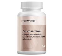 Glucosamine and Chondroitin High Strength & MSM | Glucosamine HCl Complex with Boswellia, Turmeric, L-Methionine & Quercetin | Joint Care Supplements for Women & Men | 90 Capsules | VitaVerus