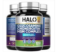 Glucosamine and Chondroitin MSM High Strength with Vitamin C Turmeric Ginger and Rosehip, 120 Capsules Made in The UK Food Supplements by HALO Nutrition