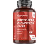 Glucosamine and Chondroitin Supplement - 180 Capsules - 6-in-1 Complex | With Added MSM, Hyaluronic Acid, Vitamin C & Organic Turmeric - Upto 6 Months Supply - Non-GMO, Gluten-Free & Lactose-Free