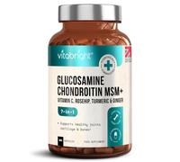 Glucosamine & Chondroitin High Strength MSM Complex | 180 Caps | VitaBright | 2127mg joint care supplements with MSM and turmeric - vitamin C contributes to normal collagen formation for cartilage