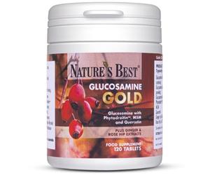 Glucosamine Gold | High Strength 1400mg 100% Plant-Based | 120 Tablets | All-in-one Formula with Phytodroitin™, Chondroitin, Ginger, rosehips and quercetin | Taste Free Tablets | Made in the UK