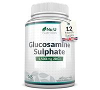 Glucosamine Sulphate 2KCl 1500mg - 365 Tablets - 1 Year Supply - High Strength Glucosamine Tablets - Joint Supplements for Men & Women - Made in The UK - Nu U Nutrition