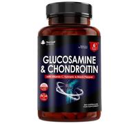 Glucosamine Sulphate & Chondroitin Supplements - Enriched with Vitamin C, Turmeric and Black Pepper - 365 High Strength Capsules New leaf health Blue One Size