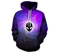 GLUDEAR Men's Novelty 3D Print Pullover Hoodie Hooded Sweatshirt,Alien,XXL