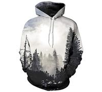 GLUDEAR Men's Novelty 3D Print Pullover Hoodie Hooded Sweatshirt,Forest,L/XL