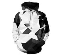 GLUDEAR Men's Novelty 3D Print Pullover Hoodie Hooded Sweatshirt,Geometric,L/XL