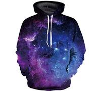 GLUDEAR Men's Novelty 3D Print Pullover Hoodie Hooded Sweatshirt,Space Galaxy Nebula,L/XL