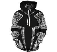 GLUDEAR Men's Vikings Tattoo Norse Mythology 3D Print Hoodie Pullover Sweatshirt,Viking Totem,XL