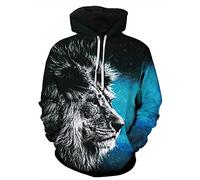 GLUDEAR Men's Vikings Tattoo Norse Mythology Graphic 3D Print Hoodie Pullover Sweatshirt Hoodies, Cool Black Lion, Large