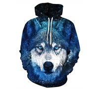 GLUDEAR Men's Vikings Tattoo Norse Mythology Graphic 3D Print Hoodie Pullover Sweatshirt Hoodies, Tribal Blue Wolf, S