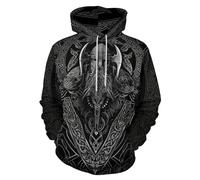 GLUDEAR Men's Vikings Tattoo Norse Mythology Graphic 3D Print Hoodie Pullover Sweatshirt Hoodies, Z Viking Armor, Medium