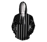 GLUDEAR Unisex Realistic 3D Digital Print Full Zip Hoodie Jackets Hooded Sweatshirt, Usa Flag, XXL