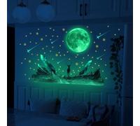 Glue-Free Glow-in-the-Dark Wall and Ceiling Stickers3D Luminous Stars Moon Decals for Nursery, Bedroom or Romantic DecorSoft PVC,