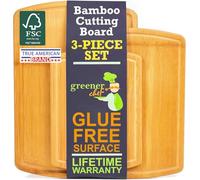 Glue-Free Surface™ Extra Large Bamboo Cutting Board Set - For Chopping Vegetables, Carving Meat, Slicing Bread, and Serving Cheese & Charcuterie for Safer Family Meal Prep - For Health Conscious Chefs