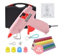 Glue Gun, Hot Glue Gun with 30pcs Colorful Glue Sticks, Mini Hot Melt Glue Gun Kit for Crafting Arts DIY Repair, 20W Fast Heating Glue Gun Pink, Compatible with Wood, Glass, Metal, Plastic, Fabric