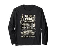 Glue Paint Repeat Scale Model Builder Hobby Design Long Sleeve T-Shirt