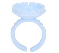 Glue Ring, 100pcs Disposable Eyelash Glue Ring Cup PP for Different Finger Sizes, Improve Grafting Efficiency of eyelashes. Lash Glue Ring Cup with 2 Slots Ring Cup (Blue 100