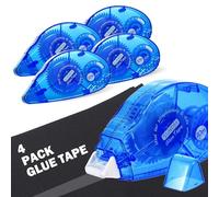 Glue Roller Tapes, 0.8cm x 10m Adhesive Tape Scrapbooking Supplies, Permanent Double-Sided Adhesive Tape Dispenser Runner Glue Roller, Transparent Tape for Wrapping Gift DIY Crafts - 4 Packs, Blue