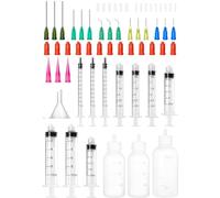 Glue Syringe Set 1ml 3ml 5ml 10ml Luer Lock Syringe with Blunt Tip Needle, 30ml 50ml Needle Bottle Applicator for DIY craft, Rhinestones, Woodworking, Paint, Adhesives, Oil, Ink