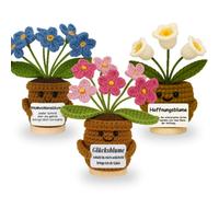 Glücksmoment - The Original | Handmade Crochet Flower | & Lucky Charm | Comfort Dispenser, Motivation & Anti-Stress | Pocket Hug, Courage, Soul Comforter | Emotional Support (Set)