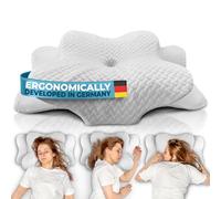 Glückstoff® Ergonomic Memory Foam Pillow [FOR ALL SLEEP TYPES] - Side Sleeper Pillow - For Side, Back & Front Sleepers - White